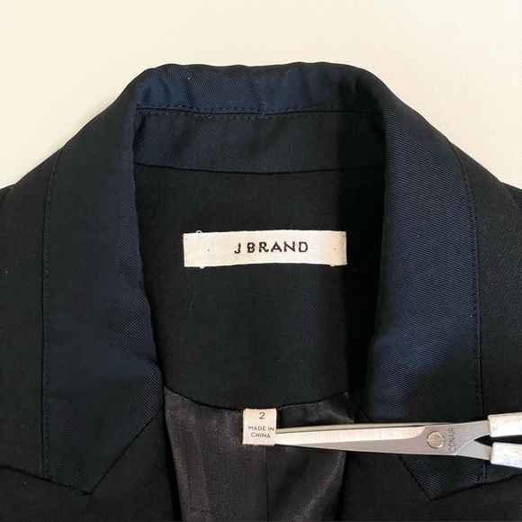J Brand Two Tone Blazer Button Front Suit Jacket Black Size 2 Classic Neutral - Picture 12 of 12